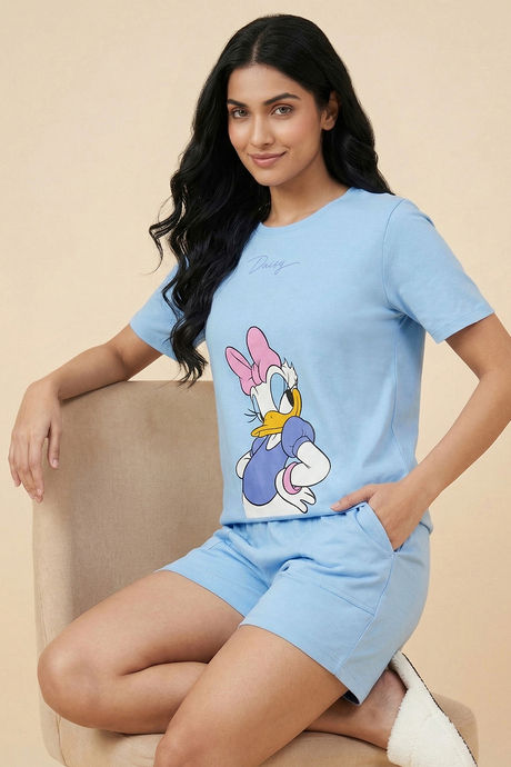 Zivame Mickey & Friends Knit Cotton Loungewear Short Set - Dutch Canal — image 4